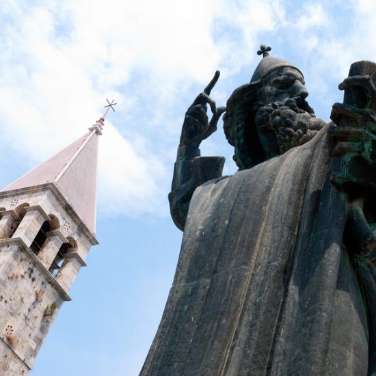 Church and statue of Grgur Ninski in Split, Croatia